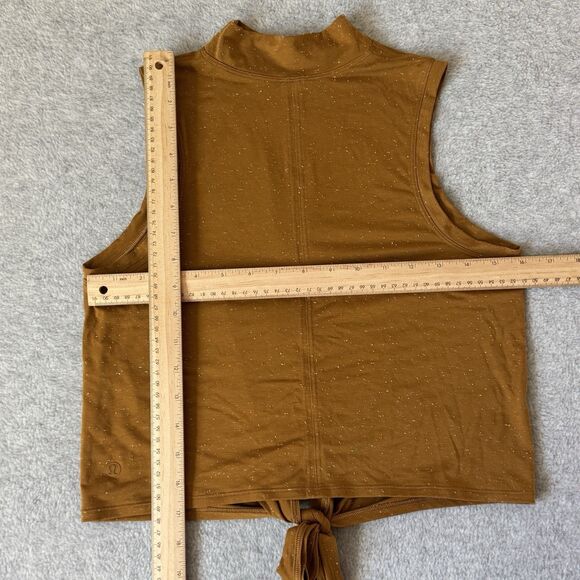 Lululemon Mock Neck Top with Front Tie Womens XS Brown Yoga Barre Cropped Top - Picture 5 of 6